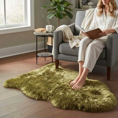Infinity Leather Echte groene schapenvacht Natuurlijke Zijdezachte, Zachte, Zachte Luchtige Echte Wollen Tapijt 60 cm x 90 cm Infinity Leather Echte groene schapenvacht Natuurlijke Zijdezachte, Zachte, Zachte Luchtige Echte Wollen Tapijt 60 cm x 90 cm