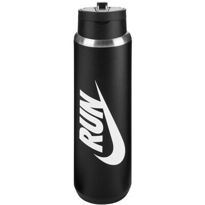 Nike Recharge Run Rietje RVS 680ml Waterfles (Zwart) One Size Nike Recharge Run Rietje RVS 680ml Waterfles (Zwart) One Size