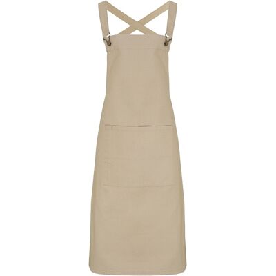 Premier - Cross Back Barista Bib Apron - Khaki - One Size - Apron Premier - Cross Back Barista Bib Apron - Khaki - One Size - Apron