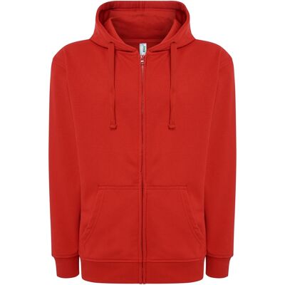 JHK Unisex effen capuchon met rits voor volwassenen (Rood) XL JHK Unisex effen capuchon met rits voor volwassenen (Rood) XL