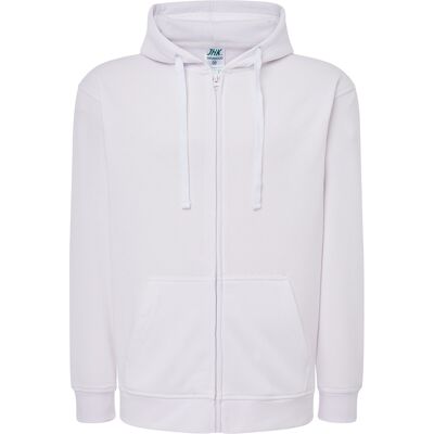 JHK Unisex effen capuchon met rits voor volwassenen (Wit) XS JHK Unisex effen capuchon met rits voor volwassenen (Wit) XS