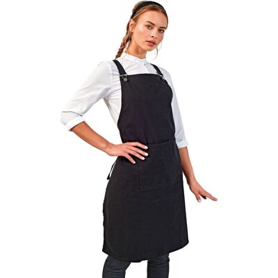 Premier Unisex Barista Schort met gekruiste achterkant voor volwassenen (Zwart) One Size Premier Unisex Barista Schort met gekruiste achterkant voor volwassenen (Zwart) One Size