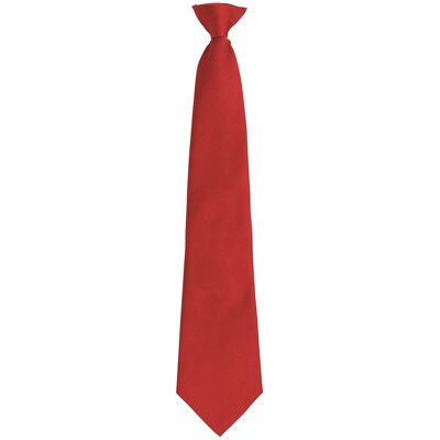 Premier Unisex volwassen kleuren modieuze effen Clip-On stropdas (Rood) One Size Premier Unisex volwassen kleuren modieuze effen Clip-On stropdas (Rood) One Size