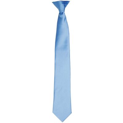 Premier Kleuren Heren Satin Clip Tie (Middenblauw) One Size Premier Kleuren Heren Satin Clip Tie (Middenblauw) One Size