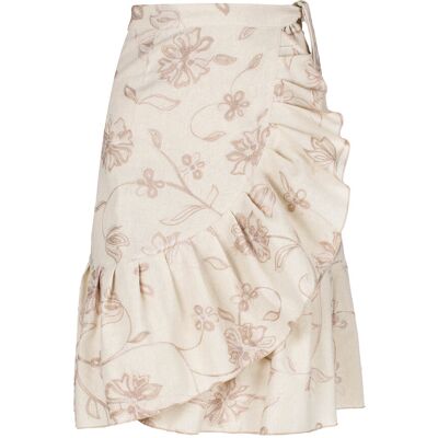 Conquista Ecru Geborduurde Bloemen Wikkel Ruffle Rok M Conquista Ecru Geborduurde Bloemen Wikkel Ruffle Rok M