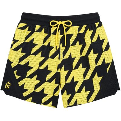 Under Armour Curry-basketbalshort voor heren met pied-de-poule-motief (Zwart) S Under Armour Curry-basketbalshort voor heren met pied-de-poule-motief (Zwart) S