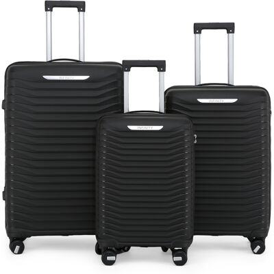 Infinity Leather Harde schaal zwarte klassieke kofferset 8-wiel cabine TSA-bagagekoffer vakantie reizen M Infinity Leather Harde schaal zwarte klassieke kofferset 8-wiel cabine TSA-bagagekoffer vakantie reizen M