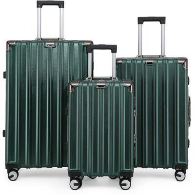 Infinity Leather Hardshell Groene Kofferset Robuuste 8 Wiel Bagage Cabine Koffer Tas One Size Infinity Leather Hardshell Groene Kofferset Robuuste 8 Wiel Bagage Cabine Koffer Tas One Size