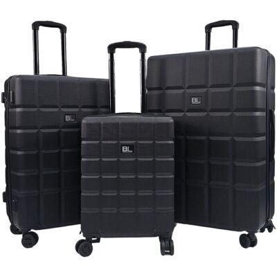 Infinity Leather Zwarte harde koffer, klassieke reiskoffer met 8 wielen L Infinity Leather Zwarte harde koffer, klassieke reiskoffer met 8 wielen L