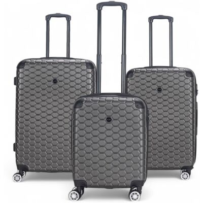 Infinity Leather Uitbreidbare houtskoolzwarte harde ABS-koffer met 8 wielen, reiskoffer, handbagage en vakantiekoffer M Infinity Leather Uitbreidbare houtskoolzwarte harde ABS-koffer met 8 wielen, reiskoffer, handbagage en vakantiekoffer M