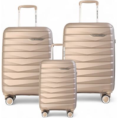Infinity Leather Harde TSA-kofferset met 8 wielen, rook, champagne en beige, sterke kofferset voor handbagage en vakantie One Size Infinity Leather Harde TSA-kofferset met 8 wielen, rook, champagne en beige, sterke kofferset voor handbagage en vakantie One Size