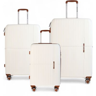Infinity Leather Harde witte kofferset met 8 wielen, handbagage, vakantiekoffer One Size Infinity Leather Harde witte kofferset met 8 wielen, handbagage, vakantiekoffer One Size
