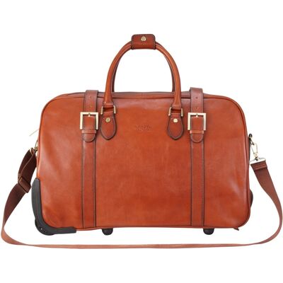 Infinity Leather Echte leren bruine reistas met wieltjes - Holt One Size Infinity Leather Echte leren bruine reistas met wieltjes - Holt One Size