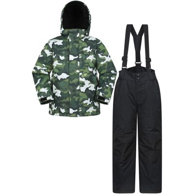 Mountain Warehouse Ski jassenset met opdruk voor kinderen (Donkere Khaki) 5-6J / 110-116cm Mountain Warehouse Ski jassenset met opdruk voor kinderen (Donkere Khaki) 5-6J / 110-116cm