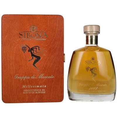Sibona RISERVA SPECIALE Grappa di Moscato MILLESIMATA 2012 44% Vol. 0,7l in Holzkiste Sibona RISERVA SPECIALE Grappa di Moscato MILLESIMATA 2012 44% Vol. 0,7l in Holzkiste