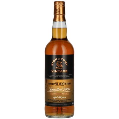 Ondertekenaar Vintage Signatory Vintage NORTH BRITISH 18 Years Old 1st Fill Sherry & Refill Bourbon Cask 2008 46% Vol. 0,7l Ondertekenaar Vintage Signatory Vintage NORTH BRITISH 18 Years Old 1st Fill Sherry & Refill Bourbon Cask 2008 46% Vol. 0,7l