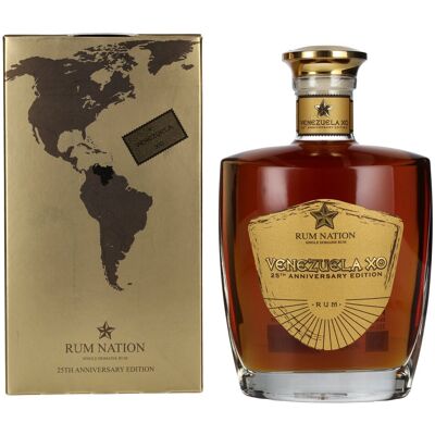 Rum Nation Venezuela XO 25th Anniversary Edition 43% Vol. 0,7l in geschenkverpakking Rum Nation Venezuela XO 25th Anniversary Edition 43% Vol. 0,7l in geschenkverpakking