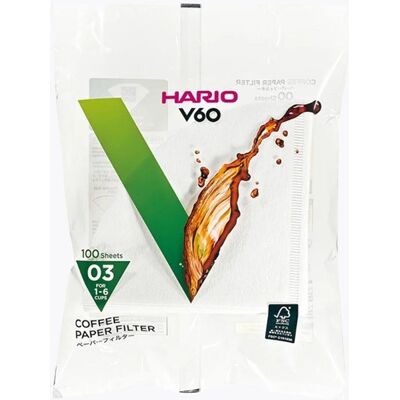 Hario papierfilter wit voor 03 druppelaar (100 stuks) Hario papierfilter wit voor 03 druppelaar (100 stuks)