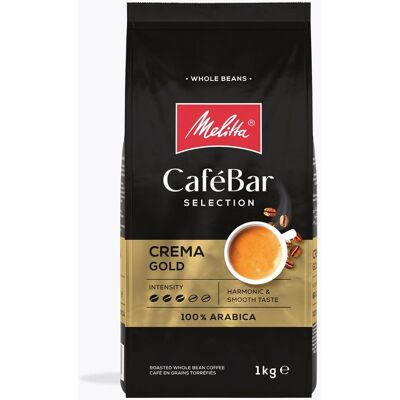 Melitta CaféBar Selection Crema Gold 1 kg Hele bonen 100% Arabica medium branding met gemiddelde intensiteit en aangename zachte zuurgraad Melitta CaféBar Selection Crema Gold 1 kg Hele bonen 100% Arabica medium branding met gemiddelde intensiteit en aangename zachte zuurgraad