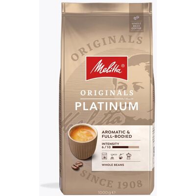 Melitta Originals Platinum 1 kg Hele bonen Krachtige espresso, medium branding, intense smaak, lage aciditeit, uitstekend voor volautomatische machines Melitta Originals Platinum 1 kg Hele bonen Krachtige espresso, medium branding, intense smaak, lage aciditeit, uitstekend voor volautomatische machines