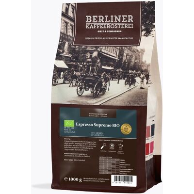 Berliner Kaffeerösterei Supremo Bio Espresso 1kg - Koffie Berliner Kaffeerösterei Supremo Bio Espresso 1kg - Koffie