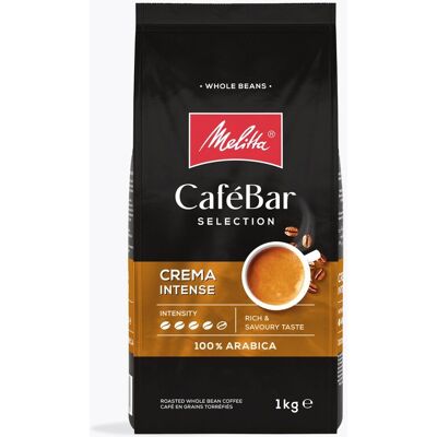 Melitta CaféBar Selection Crema Intense 1 kg Hele bonen 100% Arabica donker gebrand, weinig zuur en vrij krachtige intensiteit voor koffievolautomaat Melitta CaféBar Selection Crema Intense 1 kg Hele bonen 100% Arabica donker gebrand, weinig zuur en vrij krachtige intensiteit voor koffievolautomaat