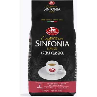 Saquella Caffe Sinfonie Espresso Crema Classica - Hele bonen 1kg Saquella Caffe Sinfonie Espresso Crema Classica - Hele bonen 1kg