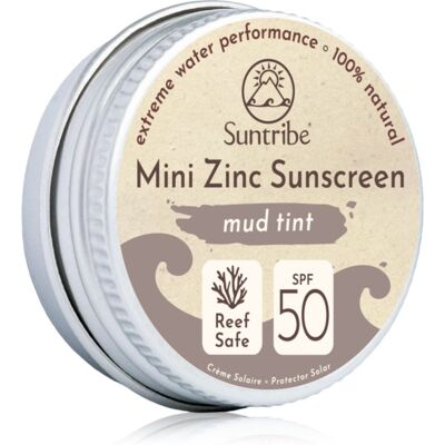Suntribe Mini Zinc Sunscreen Mineraal Beschermende Gezichts en Lichaams Crème SPF 50 Mud Tint 15 g Suntribe Mini Zinc Sunscreen Mineraal Beschermende Gezichts en Lichaams Crème SPF 50 Mud Tint 15 g