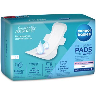 Canpol babies Postpartum Pads With Wings kraamverband voor ’s nachts 8 st Canpol babies Postpartum Pads With Wings kraamverband voor ’s nachts 8 st