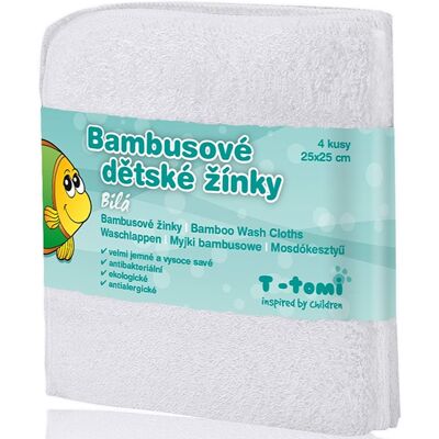 T-Tomi Bamboe Washand - Wit - 25x25 cm - 4 stuks T-Tomi Bamboe Washand - Wit - 25x25 cm - 4 stuks