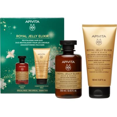 Apivita Royal Jelly Elixir Revitalizing Hair Duo kerstset met revitaliserende werking Apivita Royal Jelly Elixir Revitalizing Hair Duo kerstset met revitaliserende werking