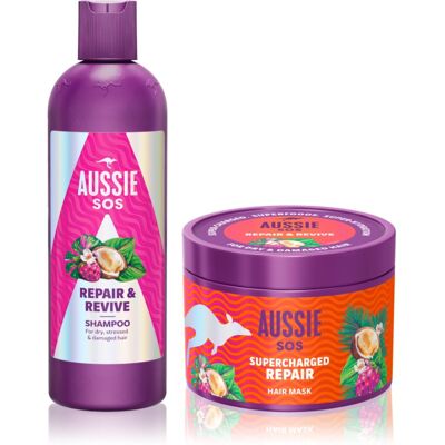 Aussie SOS Repair, Revive & Repeat Gift Set voor Gestrest Haar en Hoofdhuid Aussie SOS Repair, Revive & Repeat Gift Set voor Gestrest Haar en Hoofdhuid