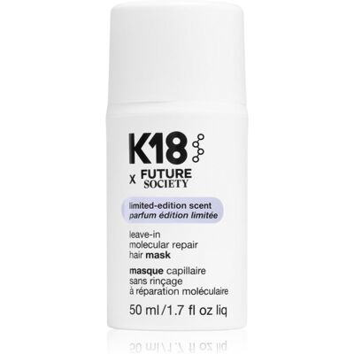 K18 Future x Society Leave-in Molecular Repair Hair Mask Intens herstelmasker voor gebleekt, geverfd en chemisch behandeld haar 50 ml K18 Future x Society Leave-in Molecular Repair Hair Mask Intens herstelmasker voor gebleekt, geverfd en chemisch behandeld haar 50 ml