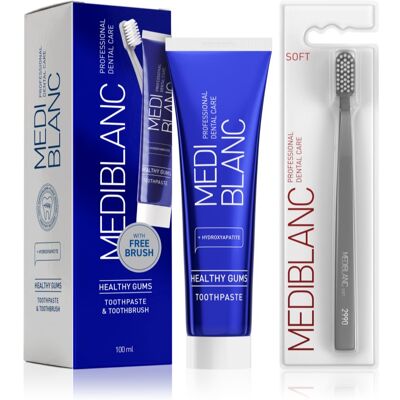 MEDIBLANC Set TP Gums 100ml + TB Soft Grey Single Tandverzorgingsset MEDIBLANC Set TP Gums 100ml + TB Soft Grey Single Tandverzorgingsset