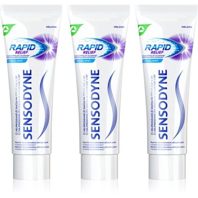 Sensodyne Rapid Cool Mint Tandpasta met Fluoride voor Gevoelige Tanden 3x75 ml Sensodyne Rapid Cool Mint Tandpasta met Fluoride voor Gevoelige Tanden 3x75 ml