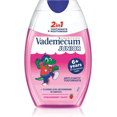 Vademecum Junior 2 in 1 Tandpasta en Mondwater 2in1 voor Kinderen Leeftijd 6+ 75 ml Vademecum Junior 2 in 1 Tandpasta en Mondwater 2in1 voor Kinderen Leeftijd 6+ 75 ml