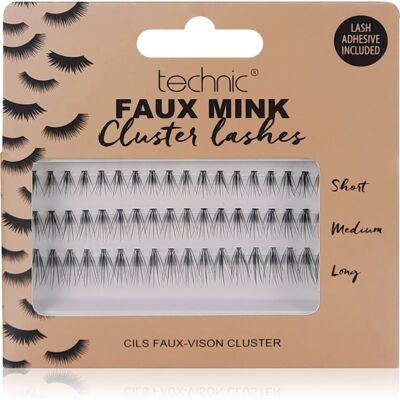 Technic Cosmetics Faux Mink Cluster Lashes Nepwimpers met Lijm en Applicator 54 st Technic Cosmetics Faux Mink Cluster Lashes Nepwimpers met Lijm en Applicator 54 st