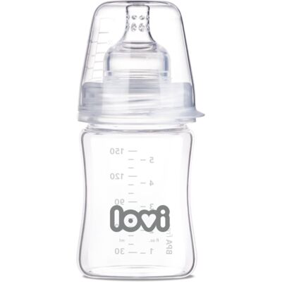 LOVI Glass glazen babyfles 0m+ 150 ml LOVI Glass glazen babyfles 0m+ 150 ml