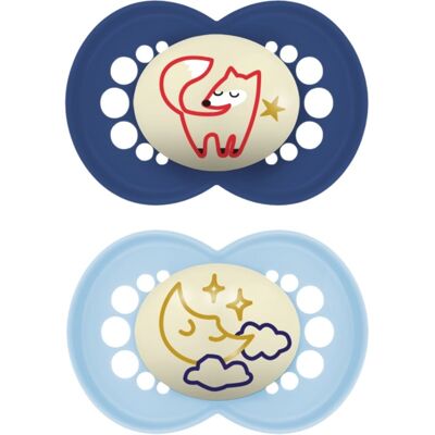 MAM Original Night 16m+ fopspeen Blue/ Dark Blue 2 st MAM Original Night 16m+ fopspeen Blue/ Dark Blue 2 st