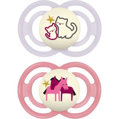 MAM Perfect Night 6m+ fopspeen Purple/ Pink 2 st MAM Perfect Night 6m+ fopspeen Purple/ Pink 2 st