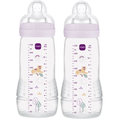 MAM Easy Active™ Baby Bottle kinderfles 4m+ Purple 2x330 ml MAM Easy Active™ Baby Bottle kinderfles 4m+ Purple 2x330 ml