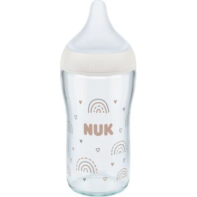 NUK Perfect Match Glass Bottle glazen babyfles met temperatuurscontrole 3m+ 230 ml NUK Perfect Match Glass Bottle glazen babyfles met temperatuurscontrole 3m+ 230 ml