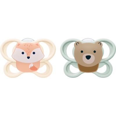 NUK Perfect Match Air 0-2 m fopspeen Fox/Bear 2 st NUK Perfect Match Air 0-2 m fopspeen Fox/Bear 2 st