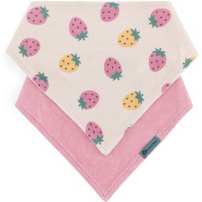 Petite&Mars Bandana Luke 3m+ slab Beige Strawberies&Dusty Rose 2 st Petite&Mars Bandana Luke 3m+ slab Beige Strawberies&Dusty Rose 2 st