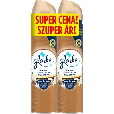 GLADE Sensual Sandalwood & Jasmine luchtverfrissers Duo 2x300 ml GLADE Sensual Sandalwood & Jasmine luchtverfrissers Duo 2x300 ml
