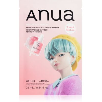 Anua K-Pop Demon Hunters Peach 70% Niacin Mask Verhelderende Gezichtsmasker met Collageen 1 st Anua K-Pop Demon Hunters Peach 70% Niacin Mask Verhelderende Gezichtsmasker met Collageen 1 st