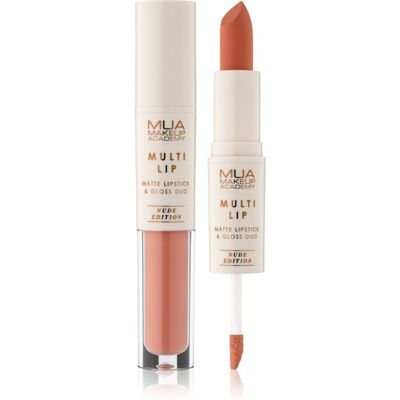 MUA Makeup Academy Multi Lip Nude Edition Langaanhoudende lippenstift en lipgloss Duo Tint Caramel 3.2 g MUA Makeup Academy Multi Lip Nude Edition Langaanhoudende lippenstift en lipgloss Duo Tint Caramel 3.2 g