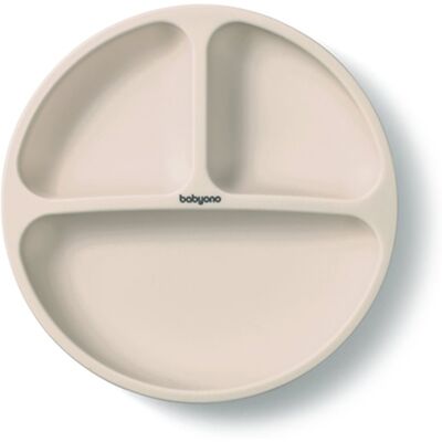 BabyOno - Siliconen bord met zuignap - Beige - Plate BabyOno - Siliconen bord met zuignap - Beige - Plate