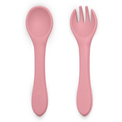 Petite&Mars Take&Match siliconen bestek - Dusty Rose - 2 stuks Petite&Mars Take&Match siliconen bestek - Dusty Rose - 2 stuks