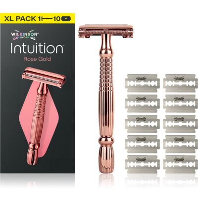Wilkinson Sword Intuition Rose Gold Scheerapparaat + Vervangende Messjes 9st. Wilkinson Sword Intuition Rose Gold Scheerapparaat + Vervangende Messjes 9st.